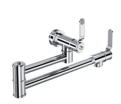 NEW Perrin & Rowe U.4599HT-PC-2 Wall Mounted Pot Filler Faucet Industrial Lever - Image 1 of 4