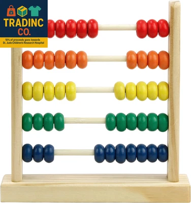 Wooden Abacus for Kids Math - 50 Beads Counting Toy, Multi-Color Counters for Ki - Image 1 of 4