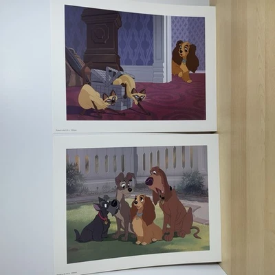 2 impresiones exclusivas de Lady and the Tramp de Disney Store 11x14 1998 con gatos siameses Foto 1 de 4