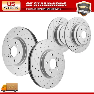 Kit de rotores de freno de disco perforados delanteros y traseros de 320 mm para Acura TL 2009-2014 Foto 1 de 4