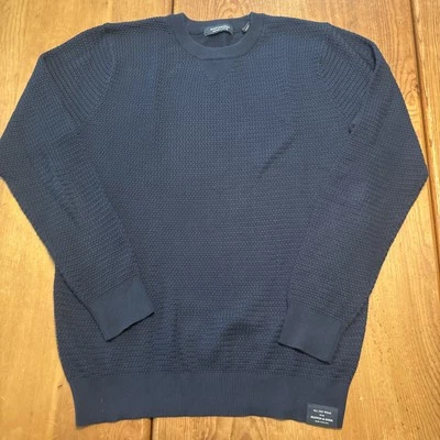 Scotch and soda men’s knit sweater jumper large navy blue cotton blend - Image 1 of 4