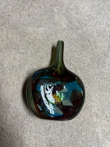 MDINA Glass Cube Vase 8 Inches Tall 1978 Tiger Pattern Signed And RARE! - Picture 1 of 3