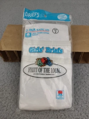 1x Calzoncillos blancos Fruit of the Loom para niñas de colección talla 2 nuevos años 80 EE. UU. 3 pares utilería Foto 1 de 4
