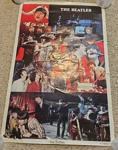 Vintage 1976 Dargis Associates The Beatles 35 x 23 Poster Creases Rips - Picture 1 of 8