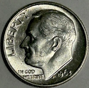 1963-P Roosevelt Dime 90% Silver Choice BU Blast White MS Lustrous *NICE* Coin🔥 - Picture 1 of 2