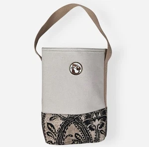 Borsa Spartina Doppio Vino Caddy Tote Paisley Daufuski Island SC Lino Nero Beige - Foto 1 di 8