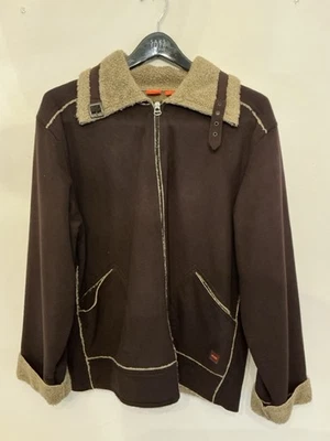BOSS Hugo Boss Naranja Etiqueta Dragón Vintage Look Shearling Chaqueta B3 Bombardero, talla L Foto 1 de 4