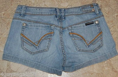 Pantalones Cortos de Jeans JR para Mujer Z CAVARICCI 3 Tiro Bajo BOLSILLO ACAMPANADO AZUL ENVEJECIDO DENIM Foto 1 de 3
