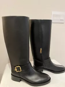 Coach Women's Madeline Buckle Detail Tall Block Heel Boots CW978 Size 8 Leather - Picture 1 of 23