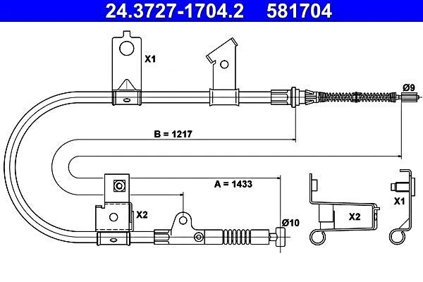 Cable de freno de estacionamiento ATE para Nissan Micra II 36530-4F100 Foto 1 de 1