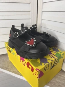 Little Girls Black & Red Mary Jane Shoes Verdkuma Size 9 - Picture 1 of 8