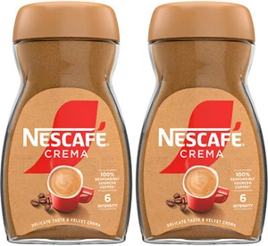 2 NESCAFE CREMA Instant Coffee Jars Delicate Taste & Velvet Crema 100g 3.5oz - Picture 1 of 6