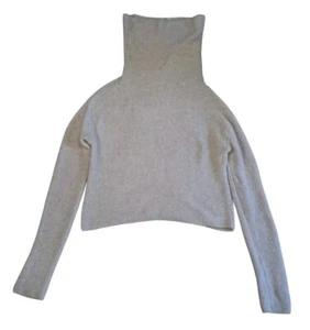Free People Stormy Crop Sweater Women's Large Ivory Boucle Cowl Wool Alpaca FLAW - Picture 1 of 9