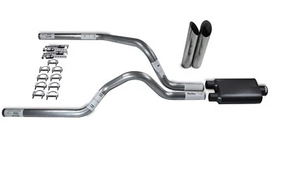 Dodge Dakota 87-96 2.5" Dual Truck Exhaust Kits 2 Chamber Muffler Slash Tips - Изображение 1 из 4