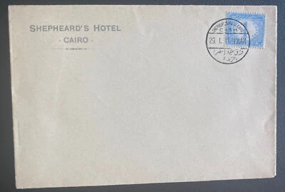 1911 Cairo Egypt Shepheards Hotel Post Office  cover - Image 1 of 2