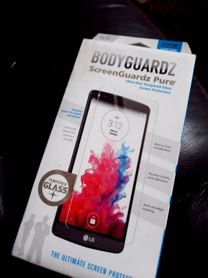 Bodyguardz ScreenGuard Pure Ultra Thin Tempered Glass Protector LG G3 (Clear) - Image 1 of 4