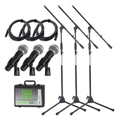 Pronomic DM-58-C Vocal Mikrofon 3x Set Ständer Stativ Kabel Gesang Mikro Koffer - Bild 1 von 4