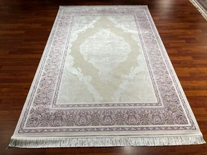 5x8 ft Beige Red Bamboo Rug Classic Palace Style Natural Carpet for Living Room - Picture 1 of 13