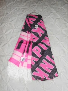 Victorias Secret PINK Black White Soft Cozy Fringe Throw Blanket Scarf 27" X 88" - Picture 1 of 6