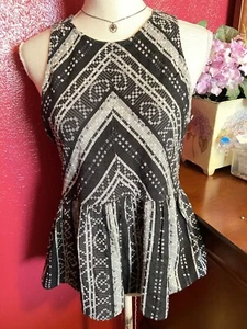 Top para mujer TRUE CRAFT 100 % algodón talla M precioso negro/blanco - Imagen 1 de 5