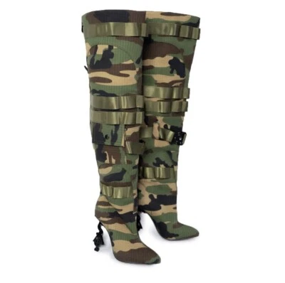 Sia Collective Sia Her Sea Bag Camouflage Combat Logo Heel Boots Beyonce Tour 9W - Image 1 of 4
