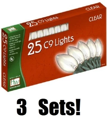 (3) Juegos de luces navideñas transparentes ea Holiday Wonderland 925C-88 25 ct C9 Foto 1 de 4