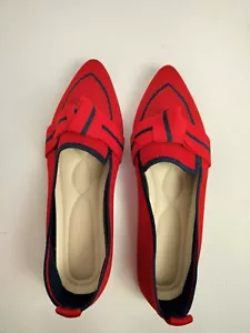 Italian Red/Blue Pointed Toe Woven Slip-On Casual Flat shoes 8 Limited Ed. $369. - Picture 1 of 8