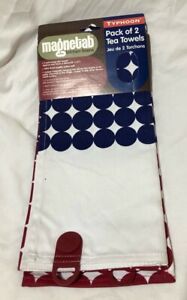 S/2  Typhoon Cotton Twill Kitchen Dish / Tea Towels with Magnetic Hang Tab  NWT