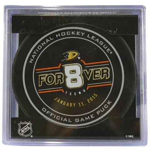 TEEMU SELANNE ANAHEIM DUCKS RETIREMENT NIGHT OFFICIAL PUCK RARE 1/11/15 #8 Cover