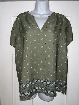 Old Navy Women’s Tops Size Medium Short Sleeves Green Floral — 第 1/4 张图片