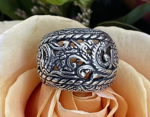 CAROLYN POLLACK STERLING SILVER ROPE SCROLL FILIGREE DOME RING Sz7 - Picture 1 of 8