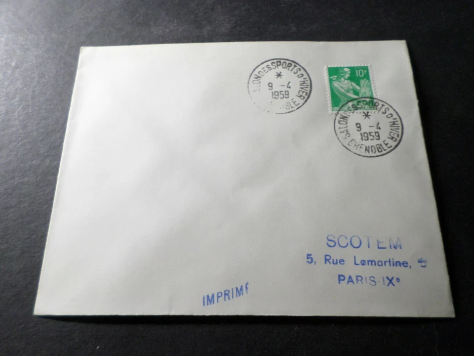 Marcophilie Francia, 9.4.59, Sello Carta Salón SPORTS Invierno Grenoble, VF - Imagen 1 de 1