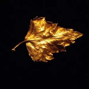 Vintage Gold Dipped Leaf Brooch, Lapel Pin. - Bild 1 von 9