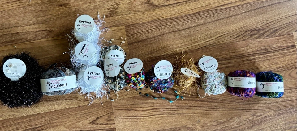 Trendsetter Yarns Aquarius, Flora, Charm, Eyelash, Aura, Binario Lot 13 Pieces - Image 1 of 4
