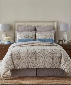 New Southern Living Ingram Cotton & Linen Embroidered King Comforter Set 3pc - Picture 1 of 5