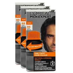 3PK Loreal Hair Colour Care Men Expert One Twist Natural Looking 03 Dark Brown - Picture 1 of 5