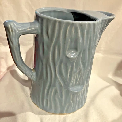 VTG Pottery Pitcher Heavily Textured Glazed Blue 7" Tall 4" Diameter - Image 1 of 4