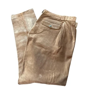 GUC Man Cover Men's Tan Suede Pants Pockets Pleats Pockets Size 30 x 31 - Picture 1 of 7