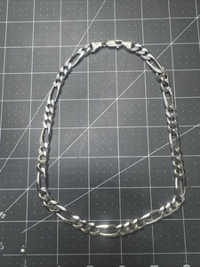 Real Figaro Link Chain Necklace Solid 925 Sterling Silver 18" Inch  9.5mm Italy - Picture 1 of 5