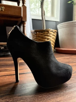 Mix No. 6 Black Suede Stiletto Ankle Bootie Heels - Imagem 1 de 4
