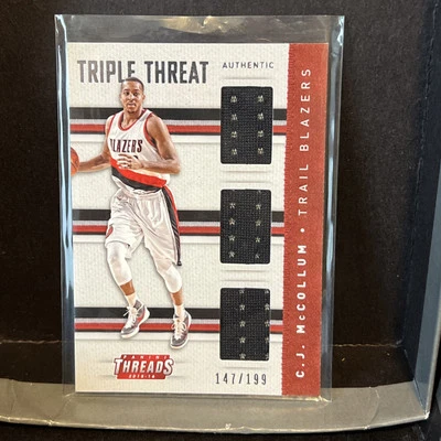 2015-16 Panini Threads Cj McCollum  #25 Triple Threat Patch #'d /199 - Image 1 of 2