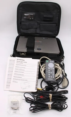 Vintage Proxima UltraLight S520 Projector Case Remote Cables Manuals Tested - Image 1 of 4