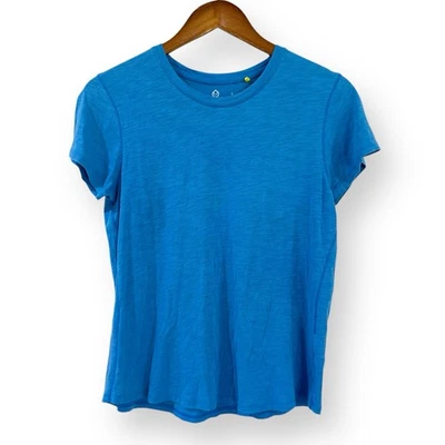 Tasc 女式 Recess 健身 T 恤粗纺 S 码蓝色有机棉竹子 — 第 1/4 张图片