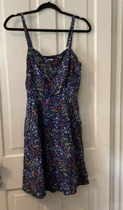 Old Navy Damen Sommerkleid Gr. Medium blau bunt Blumen Träger Pullover - Bild 1 von 8
