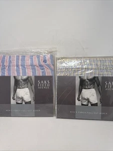 2 - Saks Fifth Avenue Fancy Full Cut Boxers - Size 42 - 100% Pure Combed Cotton - Picture 1 of 4