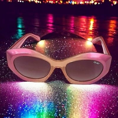 Gafas de sol Quay Real Me geométricas rosa marco ombre lentes marrones nuevas con etiquetas y estuche Foto 1 de 4