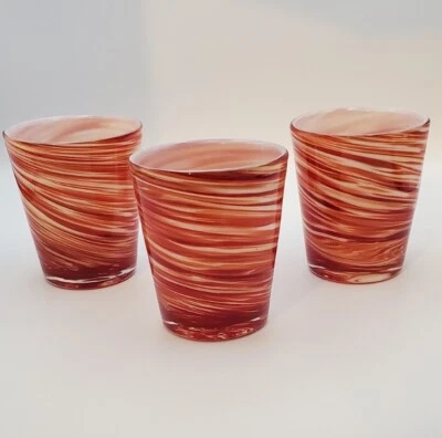Juego de 3 vasos de bola alta remolino rojo y naranja con interior blanco  Foto 1 de 4