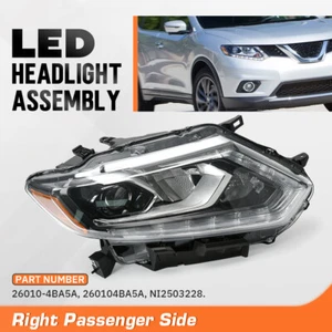 NEW RH LED Headlight Chrome Passenger Right For Nissan Rogue 2014-16 26060-4BA5A - Bild 1 von 12