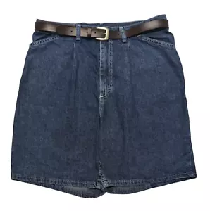 Vintage 90s Jean Shorts Chic High Rise Wide Leg Pleated 16 (32x7) Denim Belt NWT - Picture 1 of 9