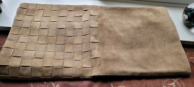 Williams Sonoma SUEDE LEATHER HIDE BASKETWEAVE 20x20 Pillow Cover NWOT #P254 - Image 1 of 3